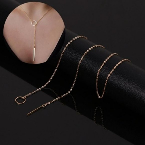 Minimalist Lariat Necklace (Gold) - Picture 2 of 7